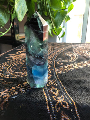 Vibrant Rainbow Fluorite Tower 8