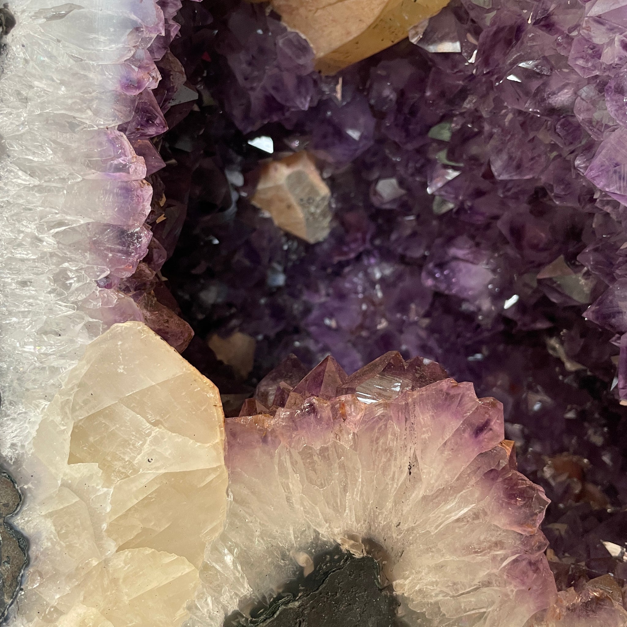 Amethyst Cavern with Calcite and Geothite