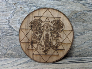 Sri Yantra Elephant Walnut Sticker