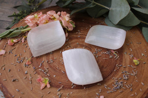 Selenite Palm Stone