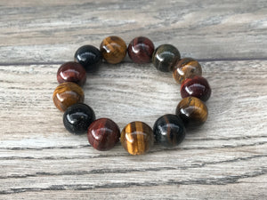 Gold, Red and Blue Tiger’s Eye Bracelet