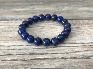 Chengmu 8 mm Naturel Lapis Lazuli Bracelet Extensible pour Femme Homme  Perles Rondes Fait Main Pierre Précieuse Semi Précieuse pour Bracelet Perlé  Élastique Cristal 7.5 Unisexe - - 